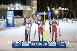 21.03.2023, Tallinn, Estonia (EST): Jonna Sundling (SWE), Kristine Stavaas Skistad (NOR), Nadine Faehndrich (SUI), (l-r) - FIS world cup cross-country, individual sprint, Tallinn (EST). www.nordicfocus.com. © Modica/NordicFocus. Every downloaded picture is fee-liable.