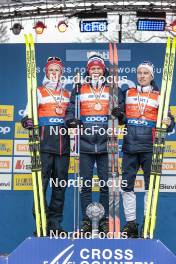 26.03.2023, Lahti, Finland (FIN): Johannes Hoesflot Klaebo (NOR), Paal Golberg (NOR), Didrik Toenseth (NOR), (l-r)  - FIS world cup cross-country, cups, Lahti (FIN). www.nordicfocus.com. © Modica/NordicFocus. Every downloaded picture is fee-liable.