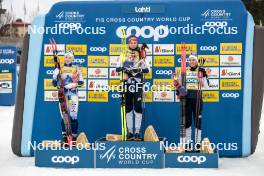 25.03.2023, Lahti, Finland (FIN): Jonna Sundling (SWE), Kristine Stavaas Skistad (NOR), Tiril Udnes Weng (NOR), (l-r) - FIS world cup cross-country, individual sprint, Lahti (FIN). www.nordicfocus.com. © Modica/NordicFocus. Every downloaded picture is fee-liable.
