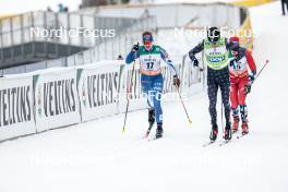25.03.2023, Lahti, Finland (FIN): Ville Ahonen (FIN), Ben Ogden (USA), Harald Oestberg Amundsen (NOR), (l-r)  - FIS world cup cross-country, individual sprint, Lahti (FIN). www.nordicfocus.com. © Modica/NordicFocus. Every downloaded picture is fee-liable.