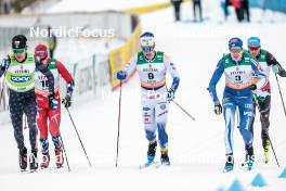 25.03.2023, Lahti, Finland (FIN): Ben Ogden (USA), Harald Oestberg Amundsen (NOR), Emil Danielsson (SWE), Niilo Moilanen (FIN), Simone Mocellini (ITA), (l-r)  - FIS world cup cross-country, individual sprint, Lahti (FIN). www.nordicfocus.com. © Modica/NordicFocus. Every downloaded picture is fee-liable.
