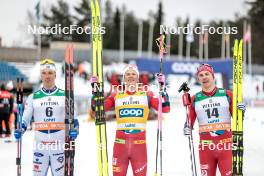 25.03.2023, Lahti, Finland (FIN): Calle Halfvarsson (SWE), Johannes Hoesflot Klaebo (NOR), Erik Valnes (NOR), (l-r)  - FIS world cup cross-country, individual sprint, Lahti (FIN). www.nordicfocus.com. © Modica/NordicFocus. Every downloaded picture is fee-liable.