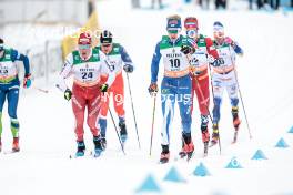 25.03.2023, Lahti, Finland (FIN): Miha Simenc (SLO), Valerio Grond (SUI), Michal Novak (CZE), Olli Ahonen (FIN), Ansgar Evensen (NOR), Calle Halfvarsson (SWE), (l-r)  - FIS world cup cross-country, individual sprint, Lahti (FIN). www.nordicfocus.com. © Modica/NordicFocus. Every downloaded picture is fee-liable.