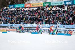 25.03.2023, Lahti, Finland (FIN): Miha Simenc (SLO), Ansgar Evensen (NOR), Calle Halfvarsson (SWE), Johannes Hoesflot Klaebo (NOR), (l-r)  - FIS world cup cross-country, individual sprint, Lahti (FIN). www.nordicfocus.com. © Modica/NordicFocus. Every downloaded picture is fee-liable.