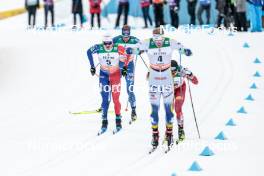 25.03.2023, Lahti, Finland (FIN): Jules Chappaz (FRA), Lauri Mannila (FIN), Edvin Anger (SWE), Benjamin Moser (AUT), (l-r)  - FIS world cup cross-country, individual sprint, Lahti (FIN). www.nordicfocus.com. © Modica/NordicFocus. Every downloaded picture is fee-liable.