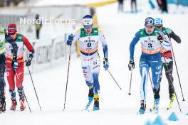 25.03.2023, Lahti, Finland (FIN): Harald Oestberg Amundsen (NOR), Emil Danielsson (SWE), Niilo Moilanen (FIN), (l-r)  - FIS world cup cross-country, individual sprint, Lahti (FIN). www.nordicfocus.com. © Modica/NordicFocus. Every downloaded picture is fee-liable.