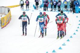 25.03.2023, Lahti, Finland (FIN): Zak Ketterson (USA), Lauri Mannila (FIN), Even Northug (NOR), Erik Valnes (NOR), Ludek Seller (CZE), Renaud Jay (FRA), (l-r)  - FIS world cup cross-country, individual sprint, Lahti (FIN). www.nordicfocus.com. © Modica/NordicFocus. Every downloaded picture is fee-liable.