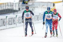 25.03.2023, Lahti, Finland (FIN): Zak Ketterson (USA), Lauri Mannila (FIN), Even Northug (NOR), (l-r)  - FIS world cup cross-country, individual sprint, Lahti (FIN). www.nordicfocus.com. © Modica/NordicFocus. Every downloaded picture is fee-liable.