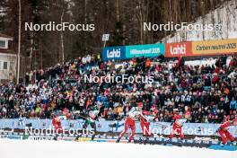 25.03.2023, Lahti, Finland (FIN): Sindre Bjoernestad Skar (NOR), Simone Mocellini (ITA), Valerio Grond (SUI), Harald Oestberg Amundsen (NOR), Erik Valnes (NOR), Even Northug (NOR), (l-r)  - FIS world cup cross-country, individual sprint, Lahti (FIN). www.nordicfocus.com. © Modica/NordicFocus. Every downloaded picture is fee-liable.