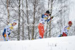 26.03.2023, Lahti, Finland (FIN): Simon Andersson (SWE), Adam Fellner (CZE), Jonas Baumann (SUI), (l-r)  - FIS world cup cross-country, mass, Lahti (FIN). www.nordicfocus.com. © Modica/NordicFocus. Every downloaded picture is fee-liable.