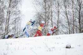 26.03.2023, Lahti, Finland (FIN): Jens Burman (SWE), Johannes Hoesflot Klaebo (NOR), Didrik Toenseth (NOR), (l-r)  - FIS world cup cross-country, mass, Lahti (FIN). www.nordicfocus.com. © Modica/NordicFocus. Every downloaded picture is fee-liable.