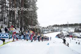26.03.2023, Lahti, Finland (FIN): Beda Klee (SUI), Markus Vuorela (FIN), Richard Jouve (FRA), Luke Jager (USA), Janosch Brugger (GER), (l-r)  - FIS world cup cross-country, mass, Lahti (FIN). www.nordicfocus.com. © Modica/NordicFocus. Every downloaded picture is fee-liable.