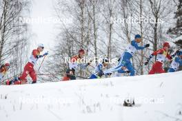 26.03.2023, Lahti, Finland (FIN): Simen Hegstad Krueger (NOR), Antoine Cyr (CAN), Perttu Hyvarinen (FIN), Harald Oestberg Amundsen (NOR), (l-r)  - FIS world cup cross-country, mass, Lahti (FIN). www.nordicfocus.com. © Modica/NordicFocus. Every downloaded picture is fee-liable.