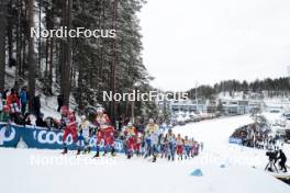 26.03.2023, Lahti, Finland (FIN): Paal Golberg (NOR), William Poromaa (SWE), Johannes Hoesflot Klaebo (NOR), Martin Loewstroem Nyenget (NOR), Calle Halfvarsson (SWE), Iivo Niskanen (FIN), (l-r)  - FIS world cup cross-country, mass, Lahti (FIN). www.nordicfocus.com. © Modica/NordicFocus. Every downloaded picture is fee-liable.