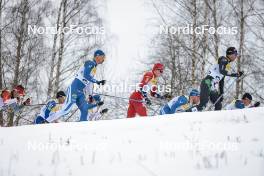 26.03.2023, Lahti, Finland (FIN): Perttu Hyvarinen (FIN), Harald Oestberg Amundsen (NOR), Federico Pellegrino (ITA), (l-r)  - FIS world cup cross-country, mass, Lahti (FIN). www.nordicfocus.com. © Modica/NordicFocus. Every downloaded picture is fee-liable.