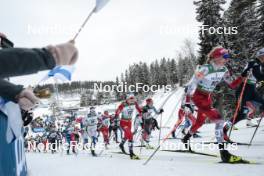26.03.2023, Lahti, Finland (FIN): Delphine Claudel (FRA), Moa Ilar (SWE), Ingvild Flugstad Oestberg (NOR), Katherine Stewart-Jones (CAN), (l-r)  - FIS world cup cross-country, mass, Lahti (FIN). www.nordicfocus.com. © Modica/NordicFocus. Every downloaded picture is fee-liable.