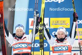 24.03.2023, Lahti, Finland (FIN): Anne Kjersti Kalvaa (NOR), Julie Myhre (NOR), (l-r)  - FIS world cup cross-country, mixed team sprint, Lahti (FIN). www.nordicfocus.com. © Modica/NordicFocus. Every downloaded picture is fee-liable.