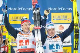 24.03.2023, Lahti, Finland (FIN): Harald Oestberg Amundsen (NOR), Sindre Bjoernestad Skar (NOR), (l-r)  - FIS world cup cross-country, mixed team sprint, Lahti (FIN). www.nordicfocus.com. © Modica/NordicFocus. Every downloaded picture is fee-liable.