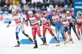 24.03.2023, Lahti, Finland (FIN): Emma Ribom (SWE), Julie Myhre (NOR), Lotta Udnes Weng (NOR), Jasmi Joensuu (FIN), (l-r)  - FIS world cup cross-country, mixed team sprint, Lahti (FIN). www.nordicfocus.com. © Modica/NordicFocus. Every downloaded picture is fee-liable.