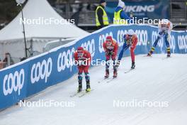 24.03.2023, Lahti, Finland (FIN): Erik Valnes (NOR), Harald Oestberg Amundsen (NOR), Jules Chappaz (FRA), (l-r)  - FIS world cup cross-country, mixed team sprint, Lahti (FIN). www.nordicfocus.com. © Modica/NordicFocus. Every downloaded picture is fee-liable.