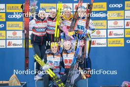 24.03.2023, Lahti, Finland (FIN): Anne Kjersti Kalvaa (NOR), Julie Myhre (NOR), Emma Ribom (SWE), Jonna Sundling (SWE), Coletta Rydzek (GER), Laura Gimmler (GER), (l-r) - FIS world cup cross-country, mixed team sprint, Lahti (FIN). www.nordicfocus.com. © Modica/NordicFocus. Every downloaded picture is fee-liable.