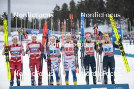 24.03.2023, Lahti, Finland (FIN): Julie Myhre (NOR), Anne Kjersti Kalvaa (NOR), Jonna Sundling (SWE), Emma Ribom (SWE), Laura Gimmler (GER), Coletta Rydzek (GER), (l-r) - FIS world cup cross-country, mixed team sprint, Lahti (FIN). www.nordicfocus.com. © Modica/NordicFocus. Every downloaded picture is fee-liable.