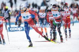 24.03.2023, Lahti, Finland (FIN): Lucas Chanavat (FRA), Federico Pellegrino (ITA), (l-r)  - FIS world cup cross-country, mixed team sprint, Lahti (FIN). www.nordicfocus.com. © Modica/NordicFocus. Every downloaded picture is fee-liable.