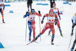 24.03.2023, Lahti, Finland (FIN): Jules Chappaz (FRA), Harald Oestberg Amundsen (NOR), (l-r)  - FIS world cup cross-country, mixed team sprint, Lahti (FIN). www.nordicfocus.com. © Modica/NordicFocus. Every downloaded picture is fee-liable.