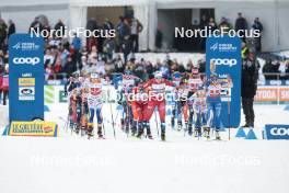 24.03.2023, Lahti, Finland (FIN): Emma Ribom (SWE), Julie Myhre (NOR), Laura Gimmler (GER), Ebba Andersson (SWE), Jasmi Joensuu (FIN), (l-r)  - FIS world cup cross-country, mixed team sprint, Lahti (FIN). www.nordicfocus.com. © Modica/NordicFocus. Every downloaded picture is fee-liable.