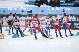 24.03.2023, Lahti, Finland (FIN): Davide Graz (ITA), Erik Valnes (NOR), Marcus Grate (SWE), Harald Oestberg Amundsen (NOR), (l-r)  - FIS world cup cross-country, mixed team sprint, Lahti (FIN). www.nordicfocus.com. © Modica/NordicFocus. Every downloaded picture is fee-liable.