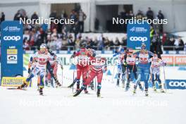 24.03.2023, Lahti, Finland (FIN): Emma Ribom (SWE), Lotta Udnes Weng (NOR), Julie Myhre (NOR), Jasmi Joensuu (FIN), (l-r)  - FIS world cup cross-country, mixed team sprint, Lahti (FIN). www.nordicfocus.com. © Modica/NordicFocus. Every downloaded picture is fee-liable.