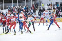 24.03.2023, Lahti, Finland (FIN): Lucas Chanavat (FRA), Federico Pellegrino (ITA), Renaud Jay (FRA), (l-r)  - FIS world cup cross-country, mixed team sprint, Lahti (FIN). www.nordicfocus.com. © Modica/NordicFocus. Every downloaded picture is fee-liable.