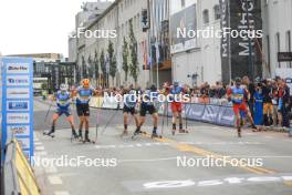 05.08.2023, Sandnes, Norway (NOR): James Matthieu Clugnet (GBR), Johannes Hoesflot Klaebo (NOR), Anze Gros (SLO), Valerio Grond (SUI), Michael Foettinger (AUT), Paal Golberg (NOR), (l-r) - BLINK23 Festival Cross-Country - Sandnes (NOR). www.nordicfocus.com. © Manzoni/NordicFocus. Every downloaded picture is fee-liable.