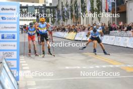 05.08.2023, Sandnes, Norway (NOR): Paal Golberg (NOR), Johannes Hoesflot Klaebo (NOR), Valerio Grond (SUI), (l-r) - BLINK23 Festival Cross-Country - Sandnes (NOR). www.nordicfocus.com. © Manzoni/NordicFocus. Every downloaded picture is fee-liable.