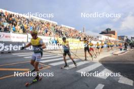 04.08.2023, Sandnes, Norway (NOR): Morten Eide Pedersen (NOR), Arnaud Chautemps (FRA), Petter Northug (NOR), (l-r) - BLINK23 Festival Cross-Country - Sandnes (NOR). www.nordicfocus.com. © Manzoni/NordicFocus. Every downloaded picture is fee-liable.