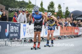 03.08.2023, Sandnes, Norway (NOR): Sivert Wiig (NOR), Andrew Musgrave (GBR), (l-r) - BLINK23 Festival Cross-Country - Sandnes (NOR). www.nordicfocus.com. © Manzoni/NordicFocus. Every downloaded picture is fee-liable.
