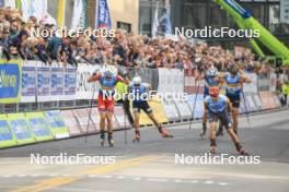 05.08.2023, Sandnes, Norway (NOR): Erik Valnes (NOR), Sivert Wiig (NOR), Federico Pellegrino (ITA), George Ersson (SWE), (l-r) - BLINK23 Festival Cross-Country - Sandnes (NOR). www.nordicfocus.com. © Manzoni/NordicFocus. Every downloaded picture is fee-liable.