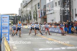 05.08.2023, Sandnes, Norway (NOR): James Matthieu Clugnet (GBR), Johannes Hoesflot Klaebo (NOR), Anze Gros (SLO), Valerio Grond (SUI), Michael Foettinger (AUT), Paal Golberg (NOR), (l-r) - BLINK23 Festival Cross-Country - Sandnes (NOR). www.nordicfocus.com. © Manzoni/NordicFocus. Every downloaded picture is fee-liable.