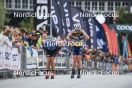 03.08.2023, Sandnes, Norway (NOR): Sivert Wiig (NOR), Andrew Musgrave (GBR), (l-r) - BLINK23 Festival Cross-Country - Sandnes (NOR). www.nordicfocus.com. © Manzoni/NordicFocus. Every downloaded picture is fee-liable.
