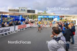 04.08.2023, Sandnes, Norway (NOR): Johannes Hoesflot Klaebo (NOR), Sjur Roethe (NOR), (l-r) - BLINK23 Festival Cross-Country - Sandnes (NOR). www.nordicfocus.com. © Manzoni/NordicFocus. Every downloaded picture is fee-liable.