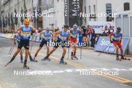 05.08.2023, Sandnes, Norway (NOR): Johannes Hoesflot Klaebo (NOR), Anze Gros (SLO), Valerio Grond (SUI), Michael Foettinger (AUT), Paal Golberg (NOR), (l-r) - BLINK23 Festival Cross-Country - Sandnes (NOR). www.nordicfocus.com. © Manzoni/NordicFocus. Every downloaded picture is fee-liable.