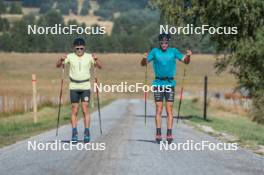 13.09.2023, Font-Romeu, France (FRA): Jules Lapierre (FRA), Hugo Lapalus (FRA), (l-r) - Cross-Country training, Font-Romeu (FRA). www.nordicfocus.com. © Authamayou/NordicFocus. Every downloaded picture is fee-liable.