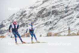 04.11.2023, Bessans, France (FRA): Alexandre Pouyé (FRA), Coach Team France, Léna Quintin (FRA), (l-r) - Cross-Country training, Bessans (FRA). www.nordicfocus.com. © Authamayou/NordicFocus. Every downloaded picture is fee-liable.