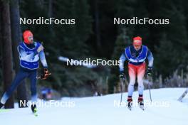 01.11.2023, Davos, Switzerland (SUI): Erik Braten (NOR), coach Team Switzerland, Nicola Wigger (SUI), (l-r) - Cross-Country preseason training, Davos (SUI). www.nordicfocus.com. © Manzoni/NordicFocus. Every downloaded picture is fee-liable.