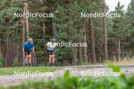 13.09.2023, Font-Romeu, France (FRA): Lucas Chanavat (FRA), Jules Chappaz (FRA), (l-r) - Cross-Country training, Font-Romeu (FRA). www.nordicfocus.com. © Authamayou/NordicFocus. Every downloaded picture is fee-liable.