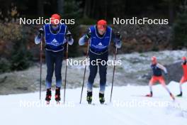 01.11.2023, Davos, Switzerland (SUI): Beda Klee (SUI), Janik Riebli (SUI), (l-r) - Cross-Country preseason training, Davos (SUI). www.nordicfocus.com. © Manzoni/NordicFocus. Every downloaded picture is fee-liable.