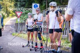 20.07.2023, Lavaze, Italy (ITA): Katharina Hennig (GER), Victoria Carl (GER), Laura Gimmler (GER), (l-r)  - Cross-Country summer training, Lavaze (ITA). www.nordicfocus.com. © Barbieri/NordicFocus. Every downloaded picture is fee-liable.