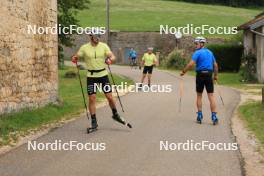 26.07.2023, Premanon, France (FRA): Lucas Chanavat (FRA), Theo Schely (FRA), (l-r) - Cross-Country summer training, Premanon (FRA). www.nordicfocus.com. © Manzoni/NordicFocus. Every downloaded picture is fee-liable.