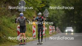 29.09.2023, Oberhof, Germany (GER): Ilan Pittier (SUI), Fabrizio Albasini (SUI), (l-r) - Cross-Country training, Oberhof (GER). www.nordicfocus.com. © Reichert/NordicFocus. Every downloaded picture is fee-liable.