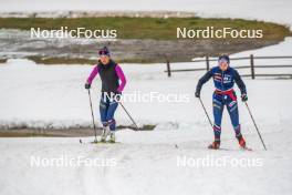 01.11.2023, Bessans, France (FRA): Flora Dolci (FRA), Juliette Ducordeau (FRA), (l-r) - Cross-Country training, Bessans (FRA). www.nordicfocus.com. © Authamayou/NordicFocus. Every downloaded picture is fee-liable.